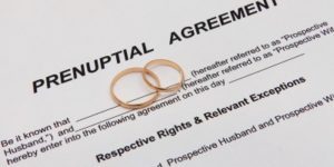 Prenuptial agreement with wedding ring